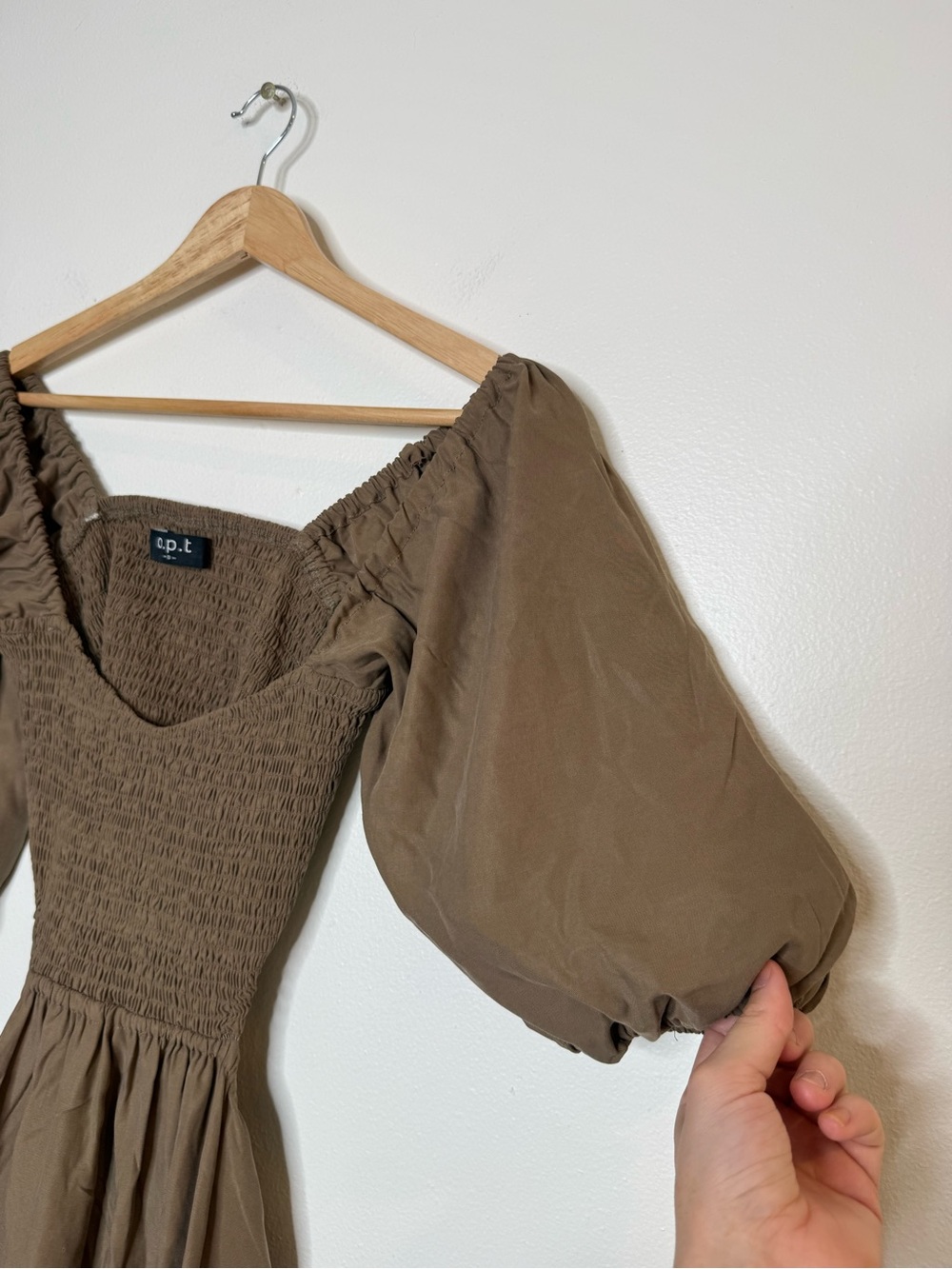 O.P.T. Leighton Midi Dress in Mocha puff sleeve Cottagecore coquette renfaire - Picture 10 of 12